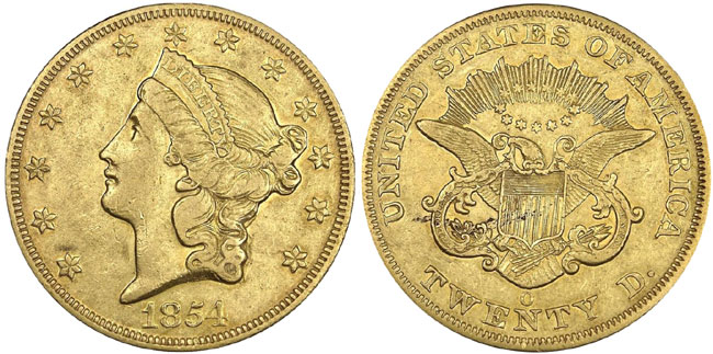 1854-O Liberty Double Eagle