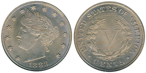 1883 Liberty Nickel with Cents